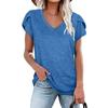 Sommer Casual V-Ausschnitt Lose Kurzarm Top Einfarbig T-Shirts Damen