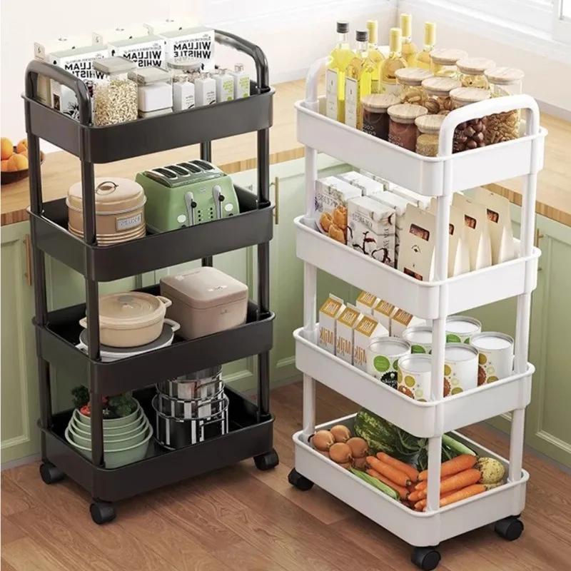 Compact Multi-Layer Movable Storage Rack for Snacks and Bathroom Essentials