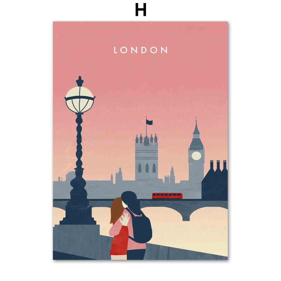 Paris Bangkok London Hamburg Barcelona Wall Art Canvas Painting Nordic Posters And Prints Pictures For Living Room Home