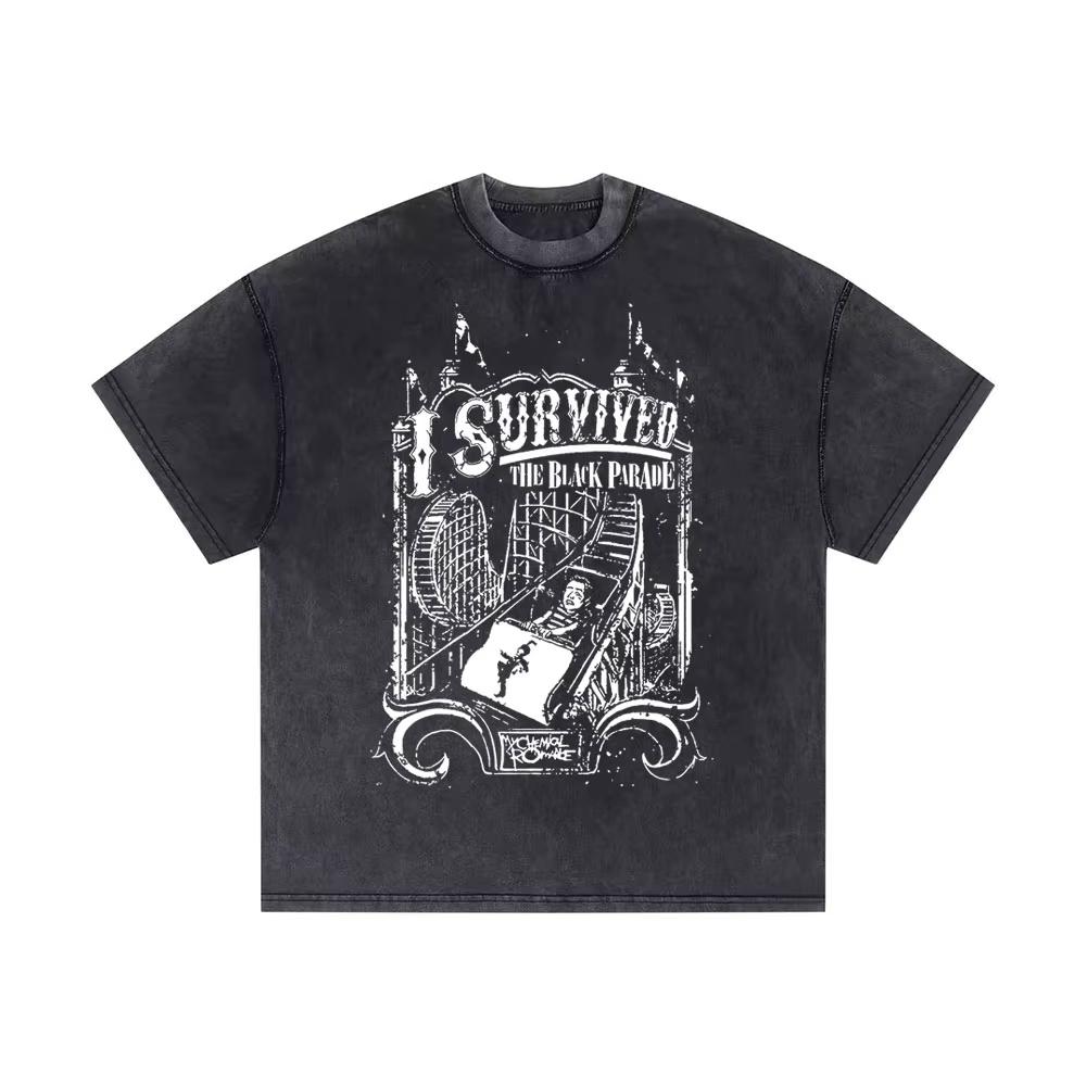2026 Washed Vintage My Chemical Romance 2007 Tour T Shirt Men Women Parade Punk Emo Rock Band T-shirts Gothic Cotton Oversized T-shirts