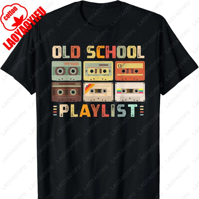 Cassette Tape Music 80s Retro Old School Playlist tshirt Summer Casual Fashion Men Women Tops Cotton Hip Hop Streetwear tees S