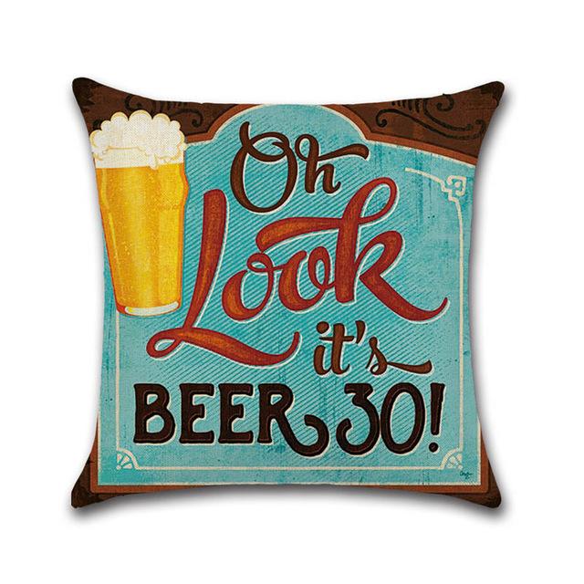 Retro Beer Cushion Cover Beer Throw Pillow Case Cover Cojines Decorativos Para Sofa Housse De Coussin Kussenhoes Funda Cojin