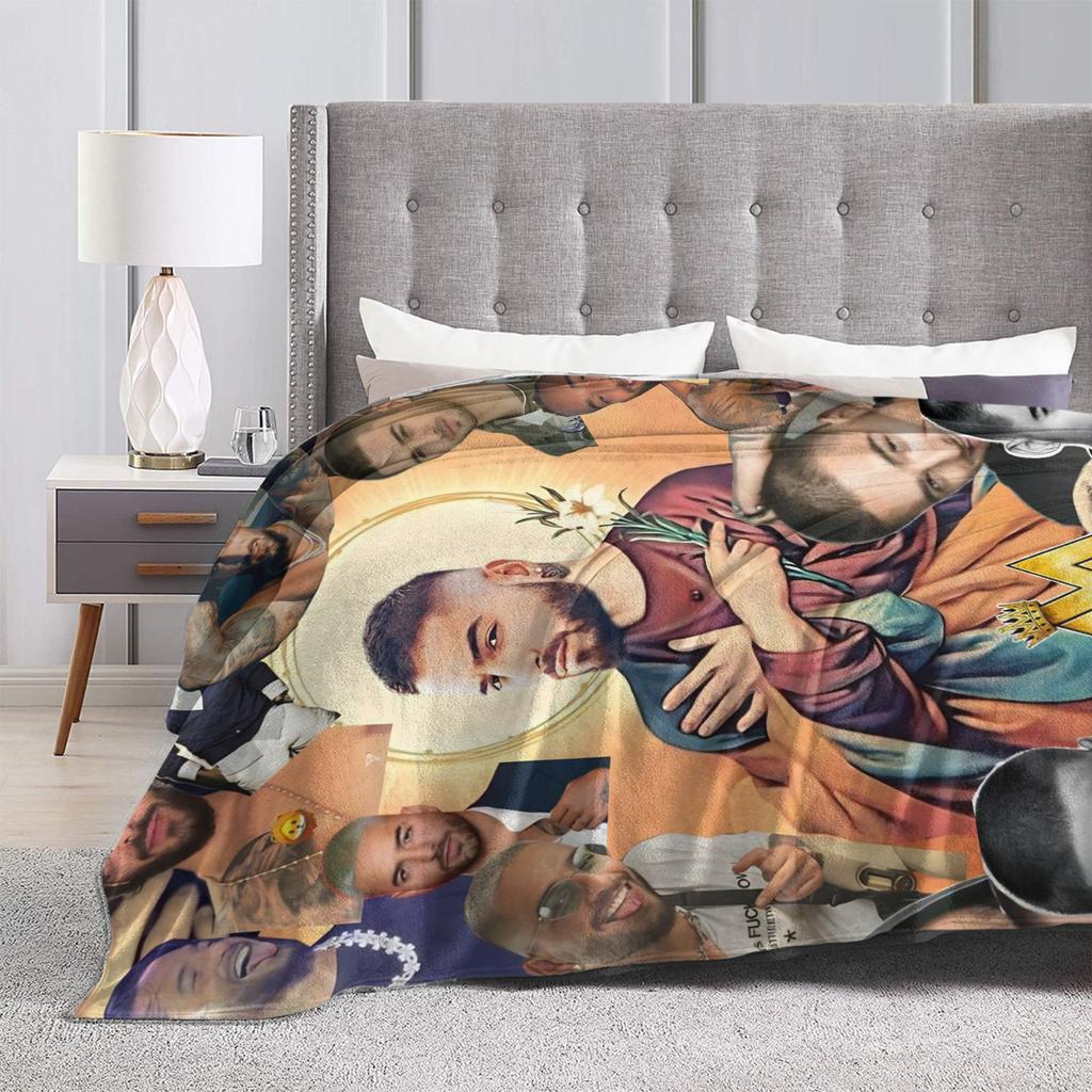 Soft Warm Blanket Travel Office Maluma Rapper Throw Blanket  Flannel Bedspread For Couch Chair Print Sofa Bed Cover
