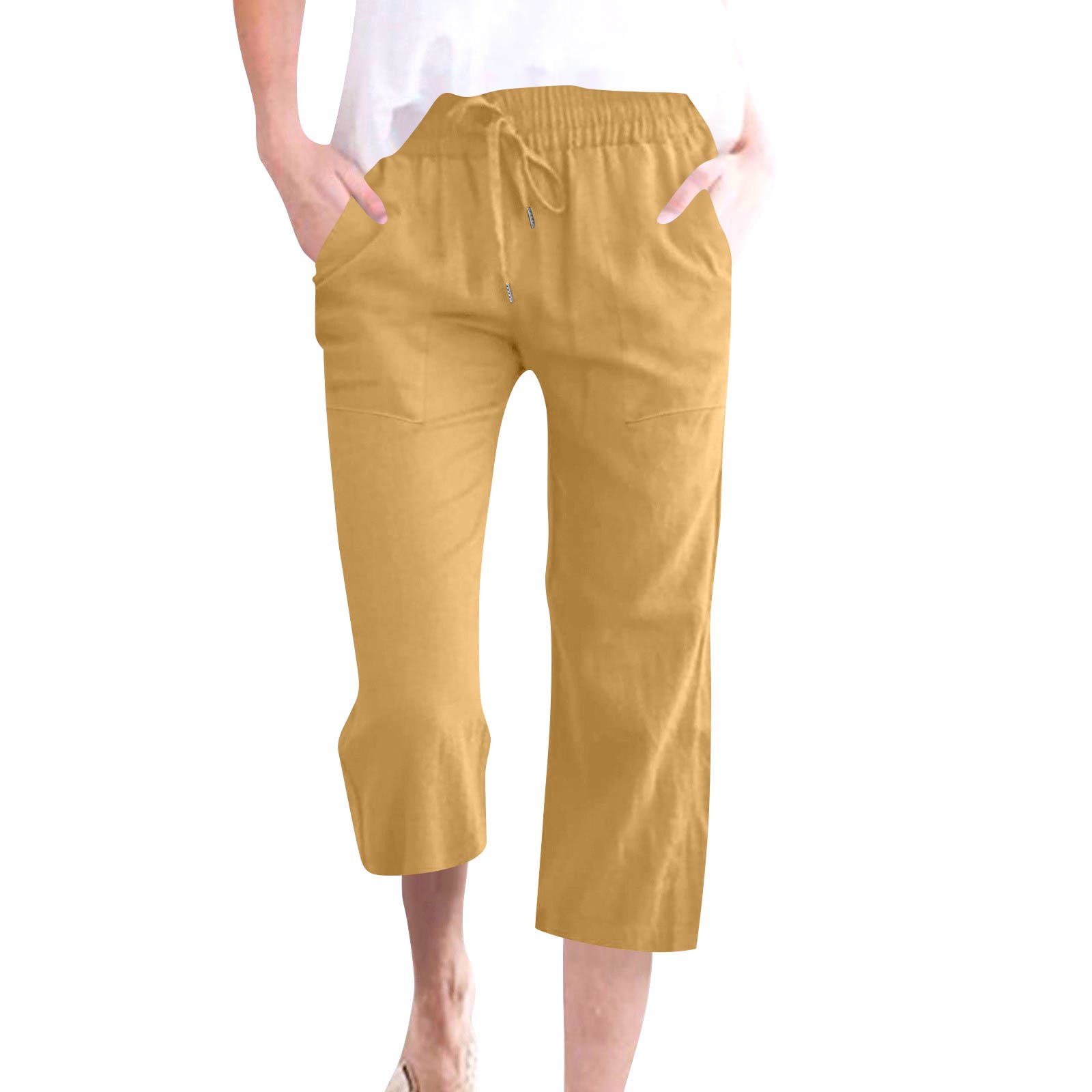 Womens Pants Linen Pants Women Capri Pants for Women Comfortable Yoga Pants Women Sweatpants Women for Everyday Wear S жёлтый