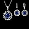 New Fashion Wedding Jewelry Set Women Top Quality 925 Silver Color Crystal Pendant Necklace Hoop Earring Big Promotion