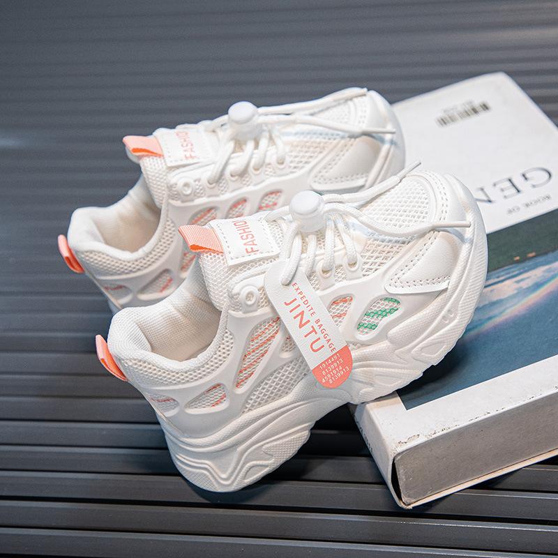 2025 summer and autumn new boys lightweight dad shoes children's fashion soft-soled white shoes girls casual sports shoes trend