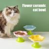 Ceramic Raised Cat Bowls Flower Design Elevated Cat Food Water Bowl Small Cat Feeding Dish for Cats Small Dogs