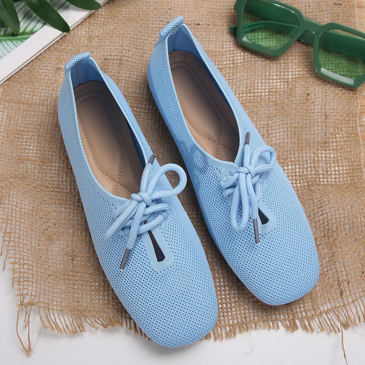 

Мода 2024 года, осенние сетчатые дышащие женские туфли на плоской подошве, однотонные простые балетки, женские повседневные туфли на шнуровке для ходьбы для женщин 41