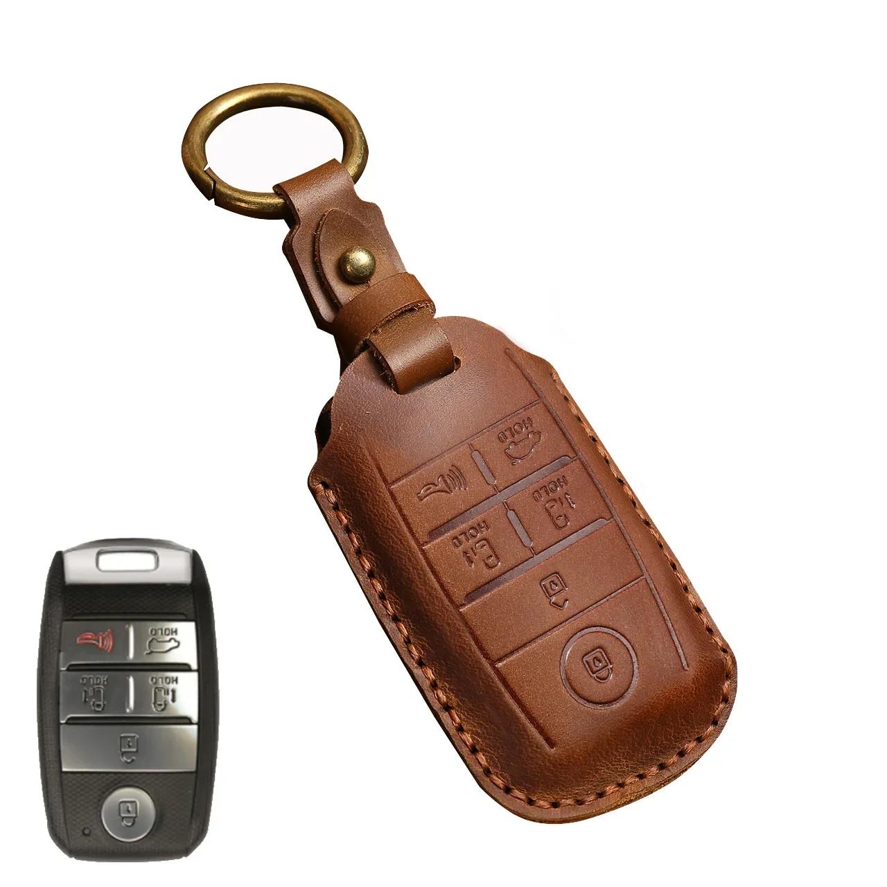 

Leather 3 4 Button Car Remote Key Case Cover For Kia Sportage Cerato Optima K2 K3 K4 K5 Rio Picanto K2 Soul Sorento Ski Sedona