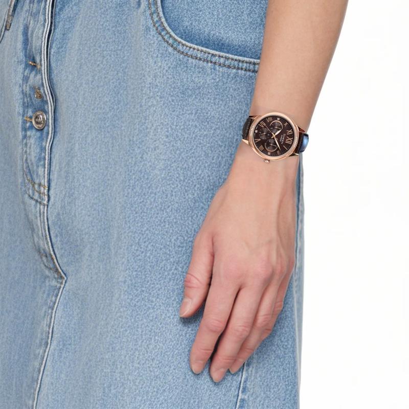Casio SHEEN Quartz Movement Leather Strap Japanese and Korean Watch Women's Watch Brown Dial SHE-3058PGL-5A