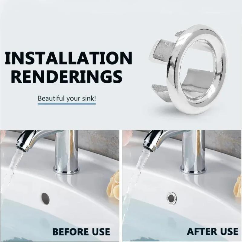 4 ks krytka přepadového otvoru dřezu, ozdoba umyvadla, náhradní zátka odtokového otvoru koupelnového umyvadla, duté přepadové kroužky pro koupelnové umyvadlo