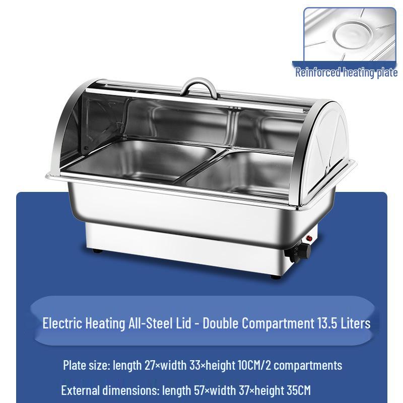 Stainless Steel Electric Chafing Dish with Visible Flip-Top for Buffet & Breakfast