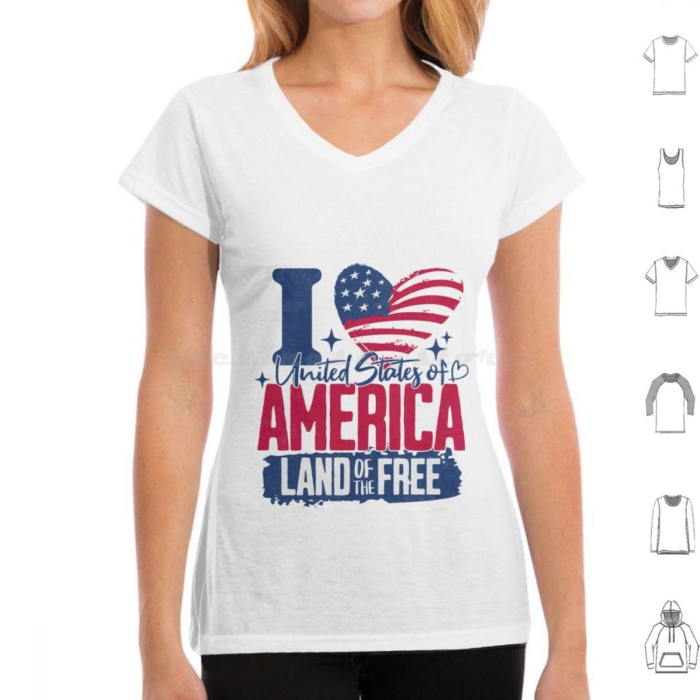 

I Love America T Shirt Cotton Men Women DIY Print America Usa Love American I Love America Heart I Love United States 4XL
