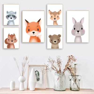 Animal Decoration Sheets Picture Wall Art Poster Children's Canvases Room Paintings For Nursery Decorative Prints Wall Posters No Frame