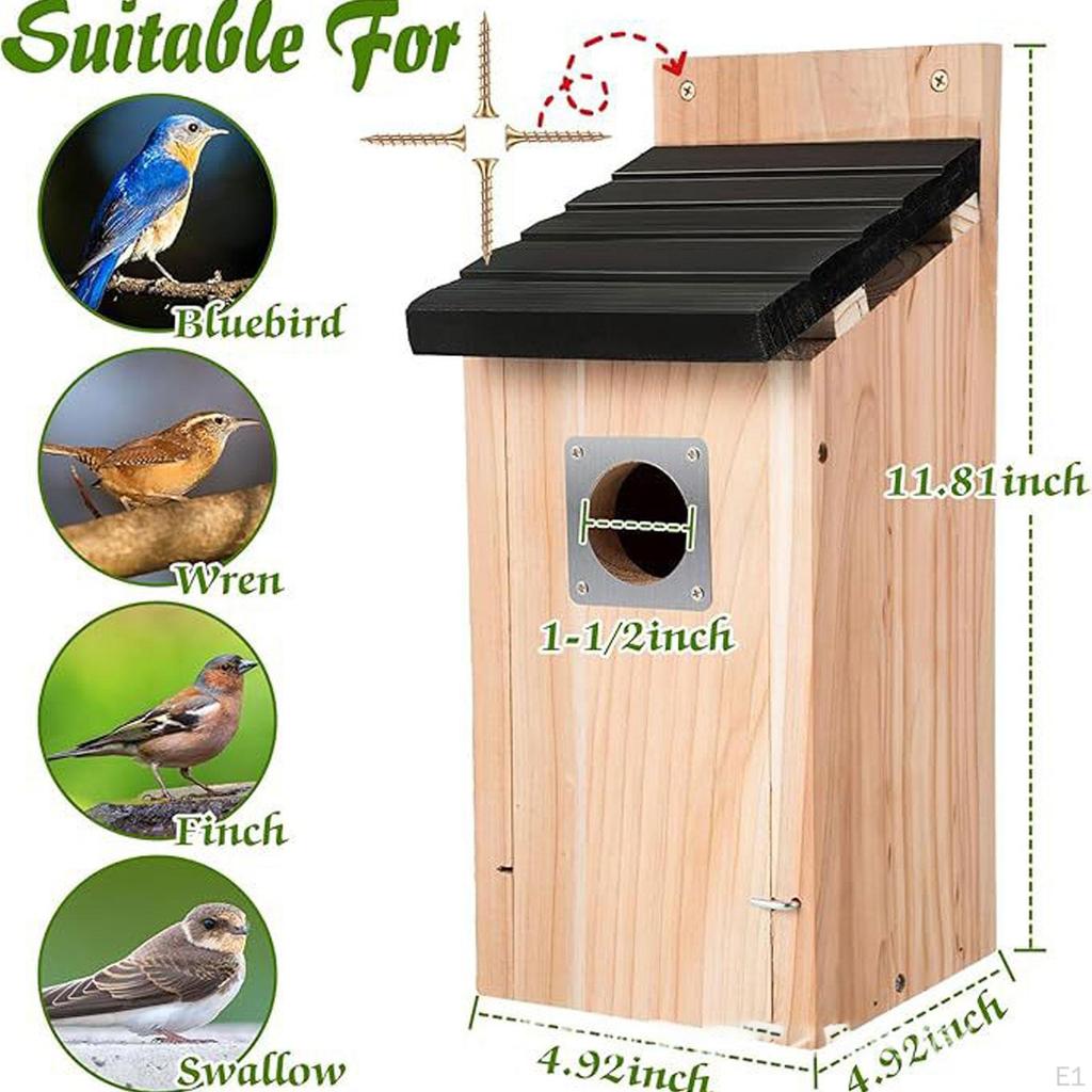 Bird Box Nesting Box, Sturdy Feeder, Wooden Bluebird House, Hanging Birdhouse for Outdoor Wren