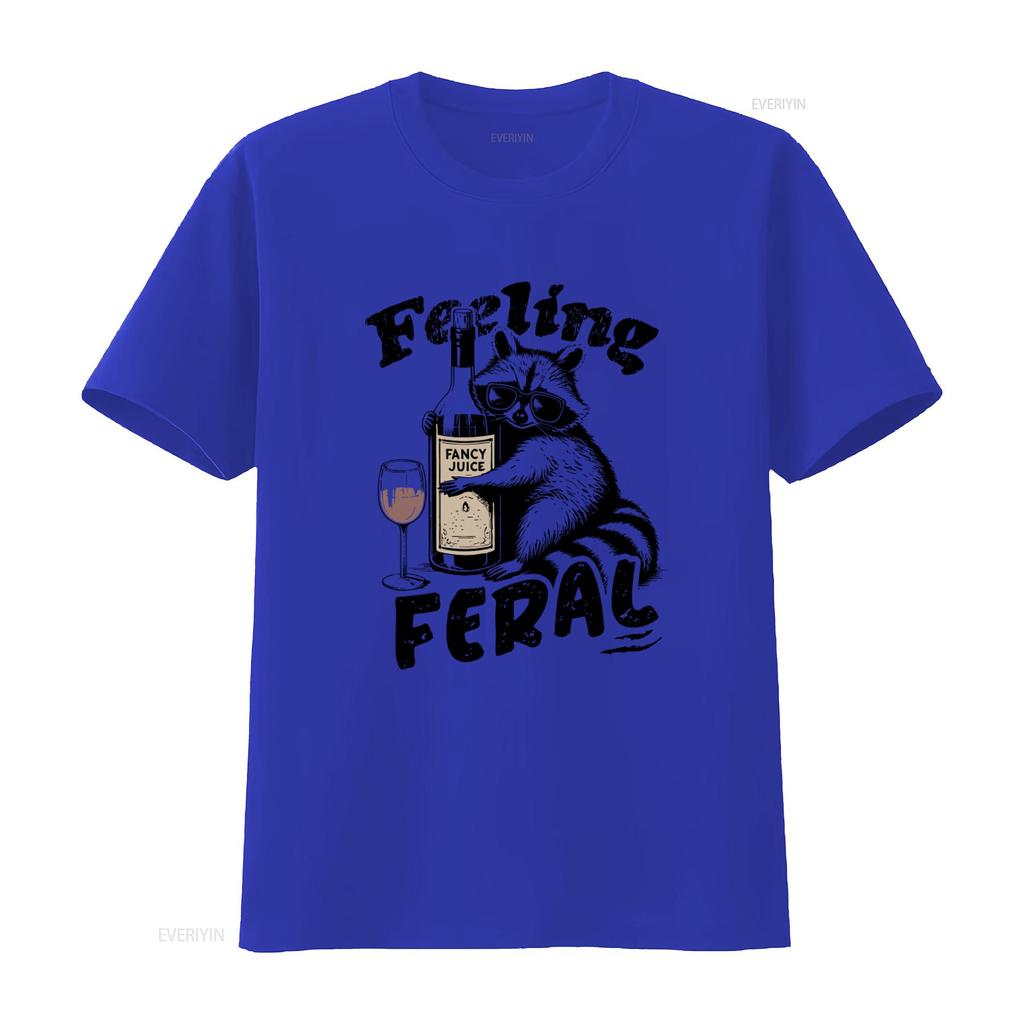 Feeling Feral Funny Raccoon T Shirt Sarcastic Trash Panda with Vintage Adult Humor Oversized Retro Grunge Design In Sunglasses