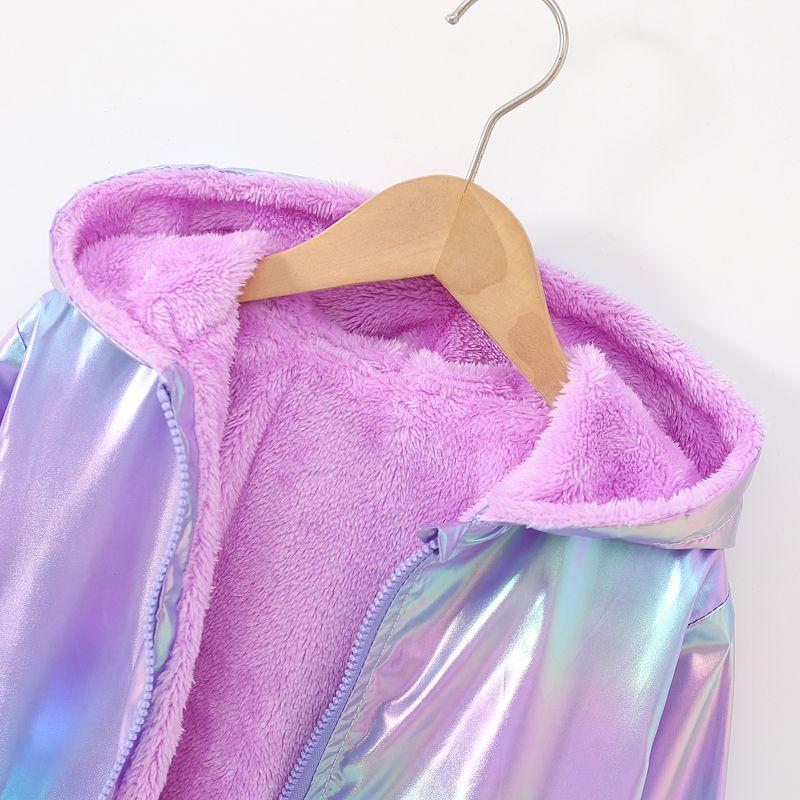 Giacca con Cappuccio e Zip in Pile Color Gradiente per Bambine 1-11 Anni