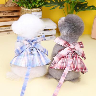 Pet Harness Leash Set for Small Medium Dog Cat Harness Dress Puppy Kitten Bow Skirt Chihuahua Pug Outdoor Walking Lead