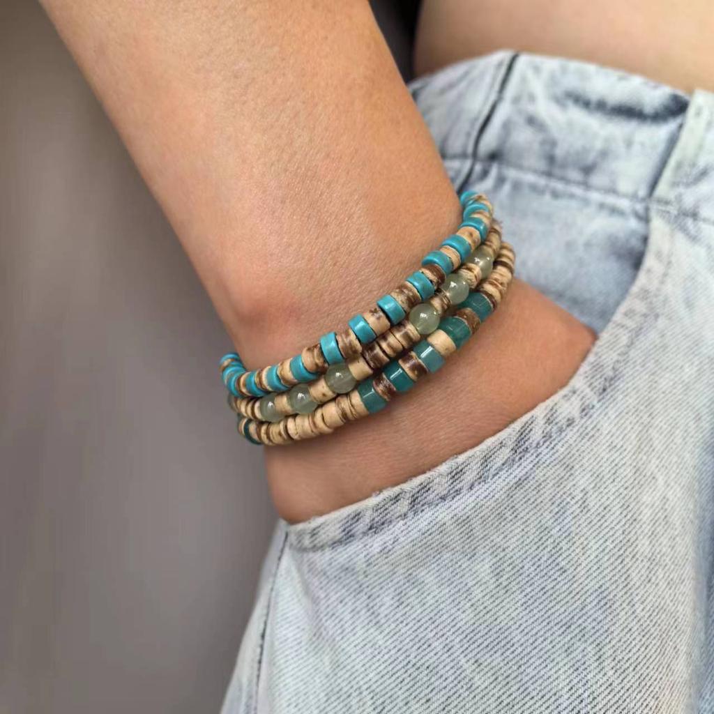 Mens Beaded Surfer Style Bracelet Set