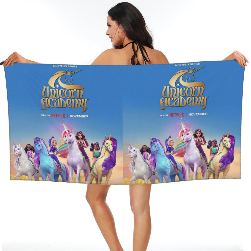 Unicorn Academy Beach Towel Soft Microfiber Quick Dry Absorbent Quick Towels For Swimming