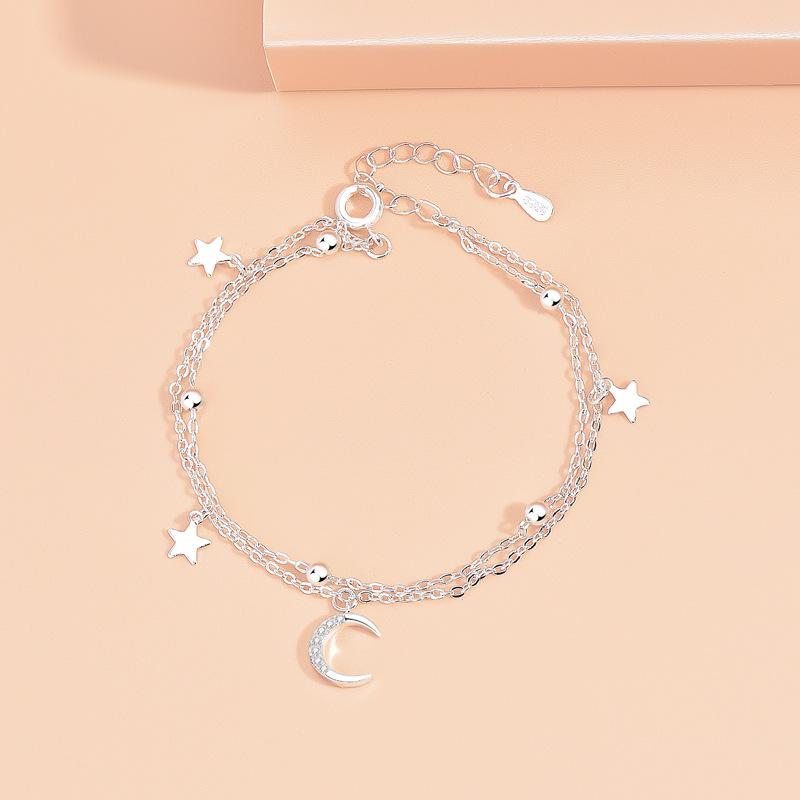 Shiny 925 Sterling Silver Chain Bracelets For Women Luxury Design Double Layered Starry Sky Beads Bracelets Party Charms Jewelry