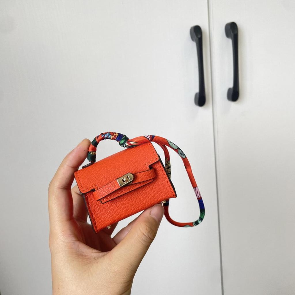 Bag Pendant Cute Earphone Bag Leather Car Keychain