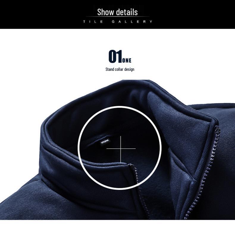 Plus Size Men's Autumn Hoodie & Cardigan Sports Set with Embroidery