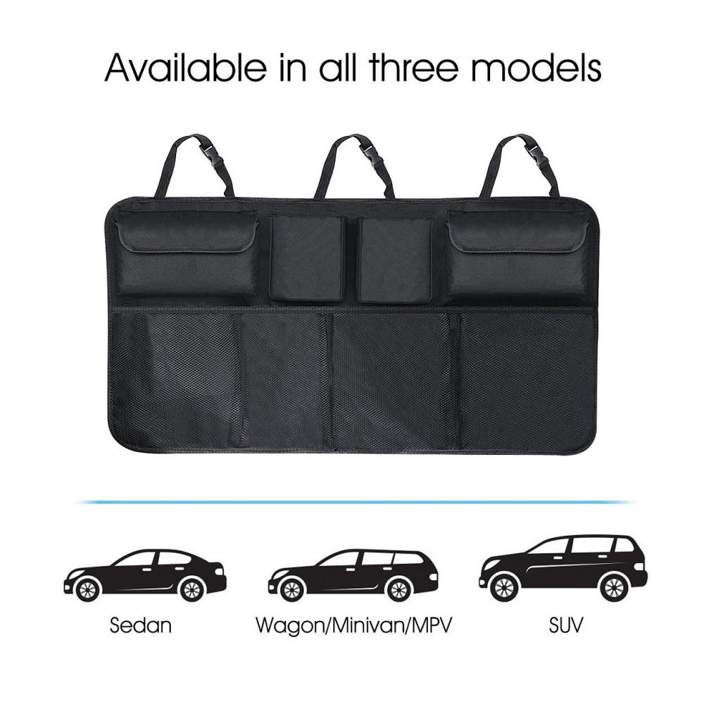 Organizzatore universale per bagagliaio auto, regolabile, per sedile posteriore, con rete portaoggetti ad alta capacità, ideale per Jeep, SUV e furgoni.