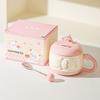 Cute Girl Cartoon Chubby Ceramic Mug with Lid Mobile Phone Stand Cup Birthday Gift Water Cup Souvenir