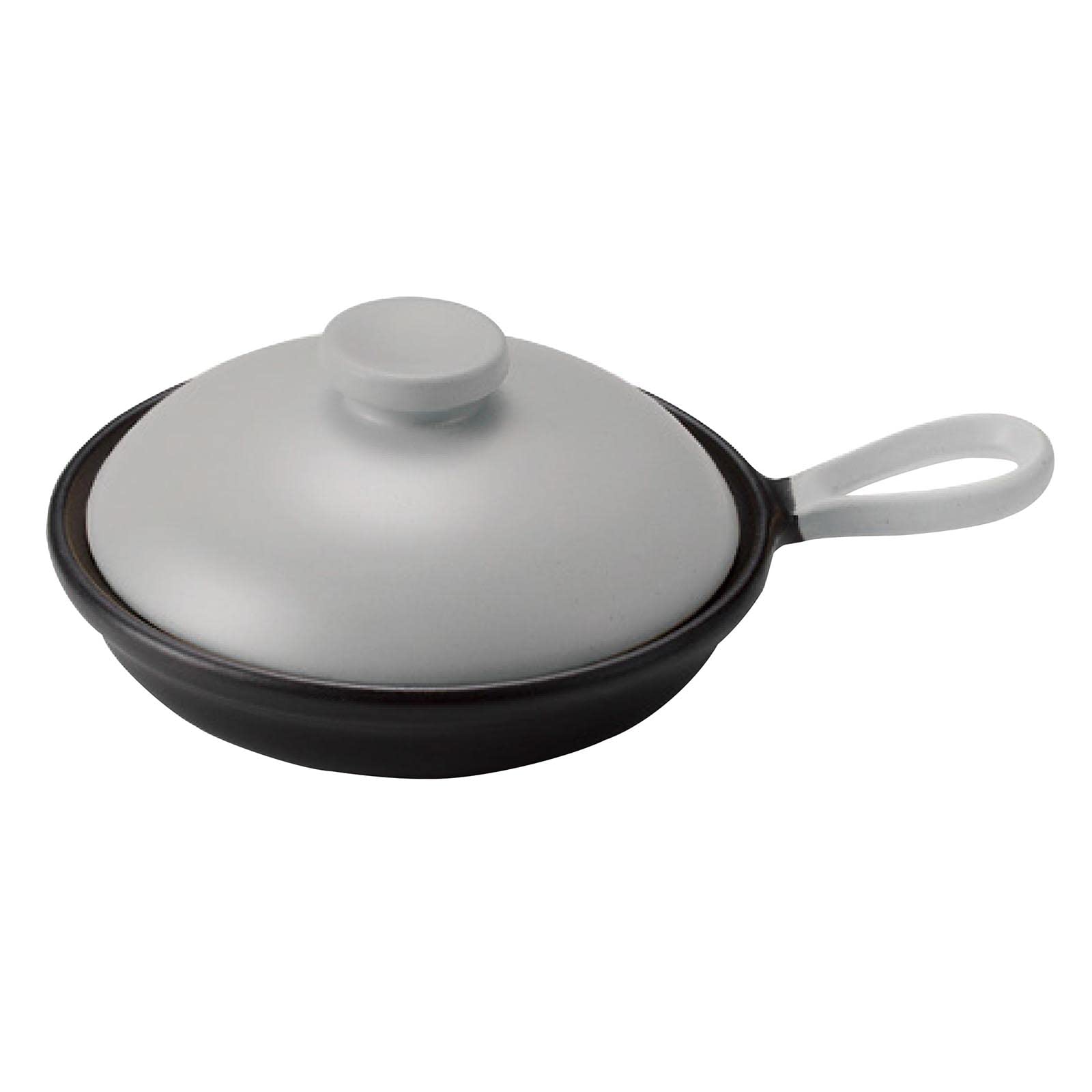 

Миска для жареных яиц Santo Banko Ware с крышкой, 15 см, для микроволновой печи и духовки, черно-серая, двухцветная, сделано в Японии, 18600