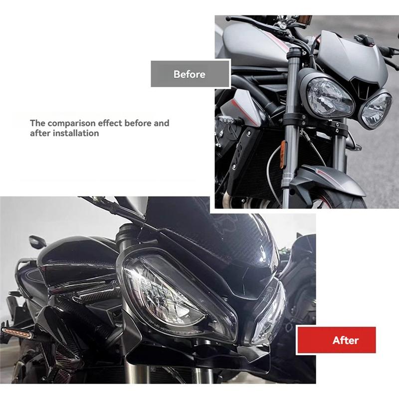 A16P-Motorcycle Frontal Spoilers Kit Motorcycle Front Lip Fixed Wing Fairing Spoilers Kit For Street Triple 765 RS