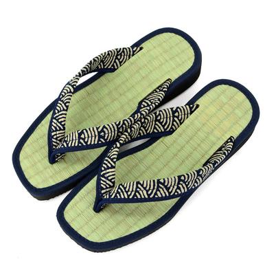Takeharu Geta Tatami ve Igusa'dan Yapılmış Calypso Seigaiha Beden L Erkek Sandaletleri, Japonya, Çimen, Desen, Desen,