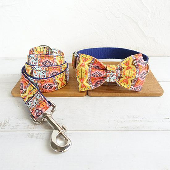 Muttco Double-Layer Bite-Resistant Dog Collar with Bow Tie and Leash (Small, Medium, Large) UDC-054. XS