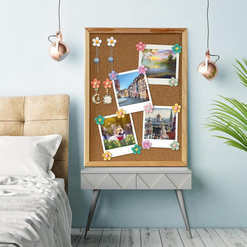 40 PCS Decorative Push P, Thumb Tacks for Bulletin Board, Cute Thumbtacks, Colorful Flower Pin Tacks for Cork Board Map Photo Poster Calendar