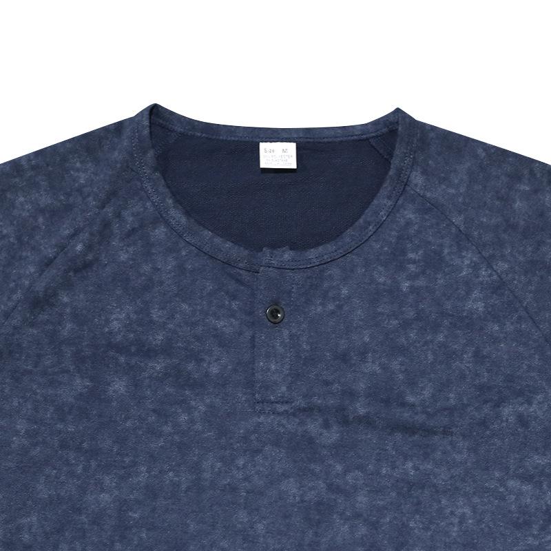 Retro Vintage Pánské tričko s krátkým rukávem s límečkem Henry Slim Fit s ramenní vsadkou Americký oversized styl Pánská košile s krátkým rukávem