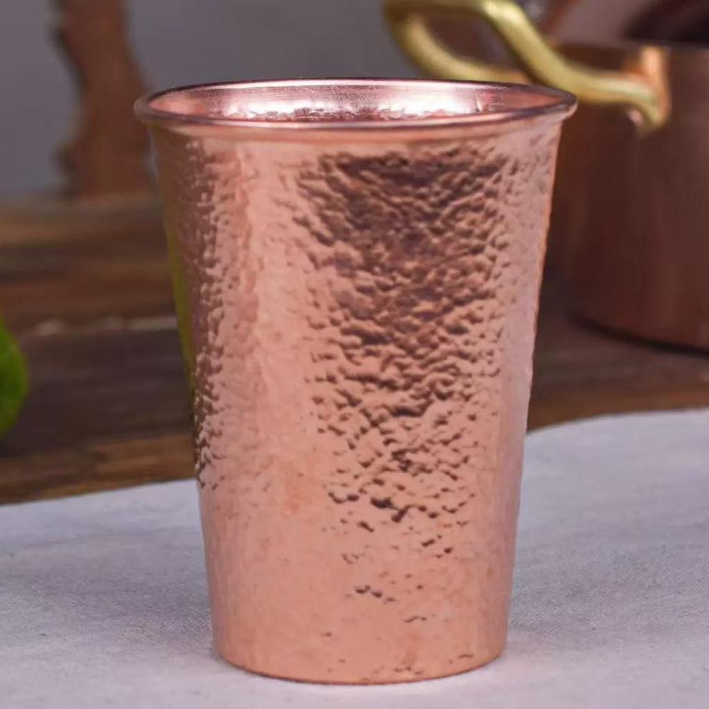 Vintage Red Copper Coffee Cup,Engraving Hammer Texture Drinking Milk Tea Beer Beverage Mug,Straight-Sided Tea Cup Tableware