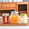 ZISIZ 380ml Glass Food Storage Jars with Gold Lids, Set of 5