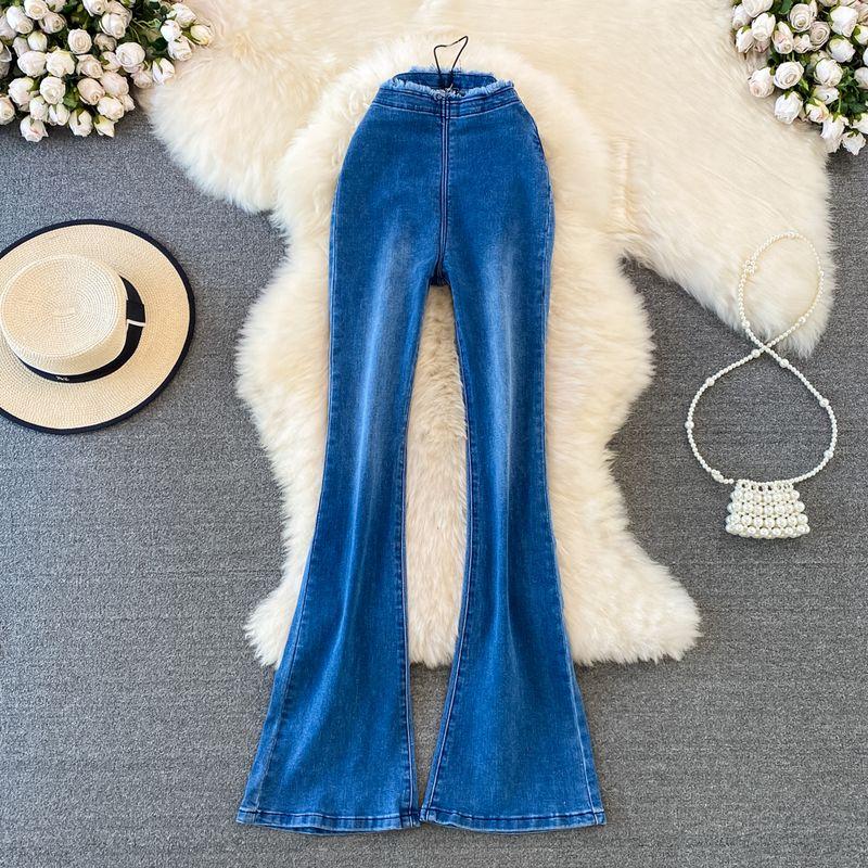 

High Waist Retro Elegant Wide Leg Slightly Flared Jeans Blue S