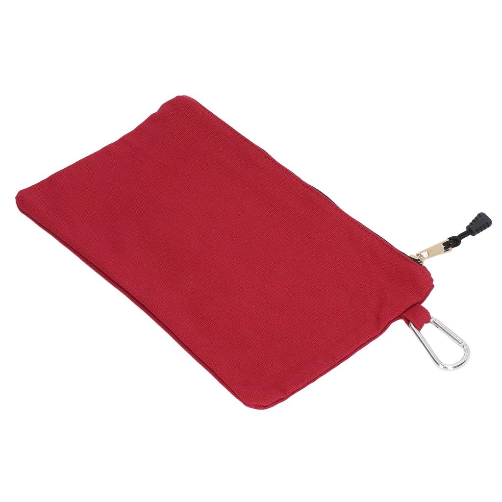 Bolsa de herramientas con cremallera multipropósito de lona impermeable portátil con mosquetón para almacenamiento rojo oscuro