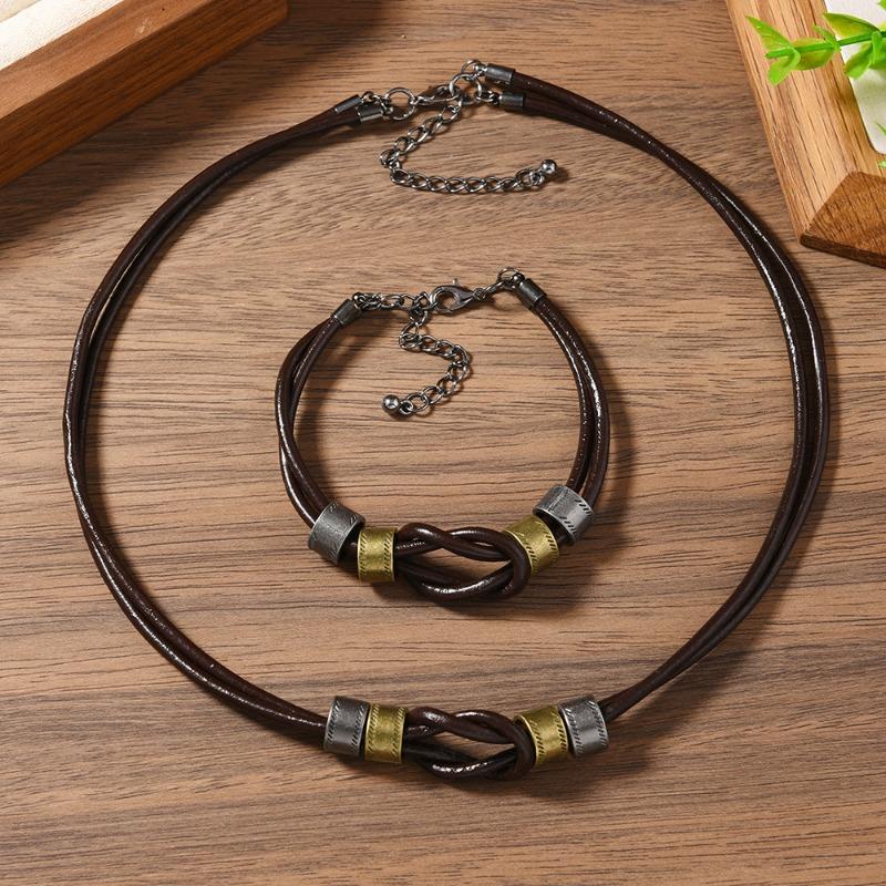 

Новый цельный набор персонализированного модного вощеного шнура с бусинами из деревянных бусин и ожерельем-бабочкой новый H разноцветный