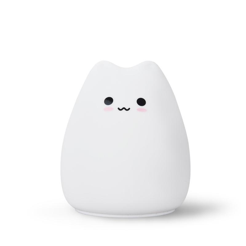 Mini Cute Cartoon Cat Shaped Pat Light Lamp Soft Silicone Nightlight for Kids Room Decor