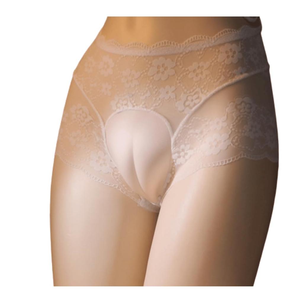 Padded Cover Panties Crossdressing Shorts Underwear Lace Pants Disguise Lingerie Free [cocoriko] Men's Men's Boys' (JP, Alphabet, Size, L_White)