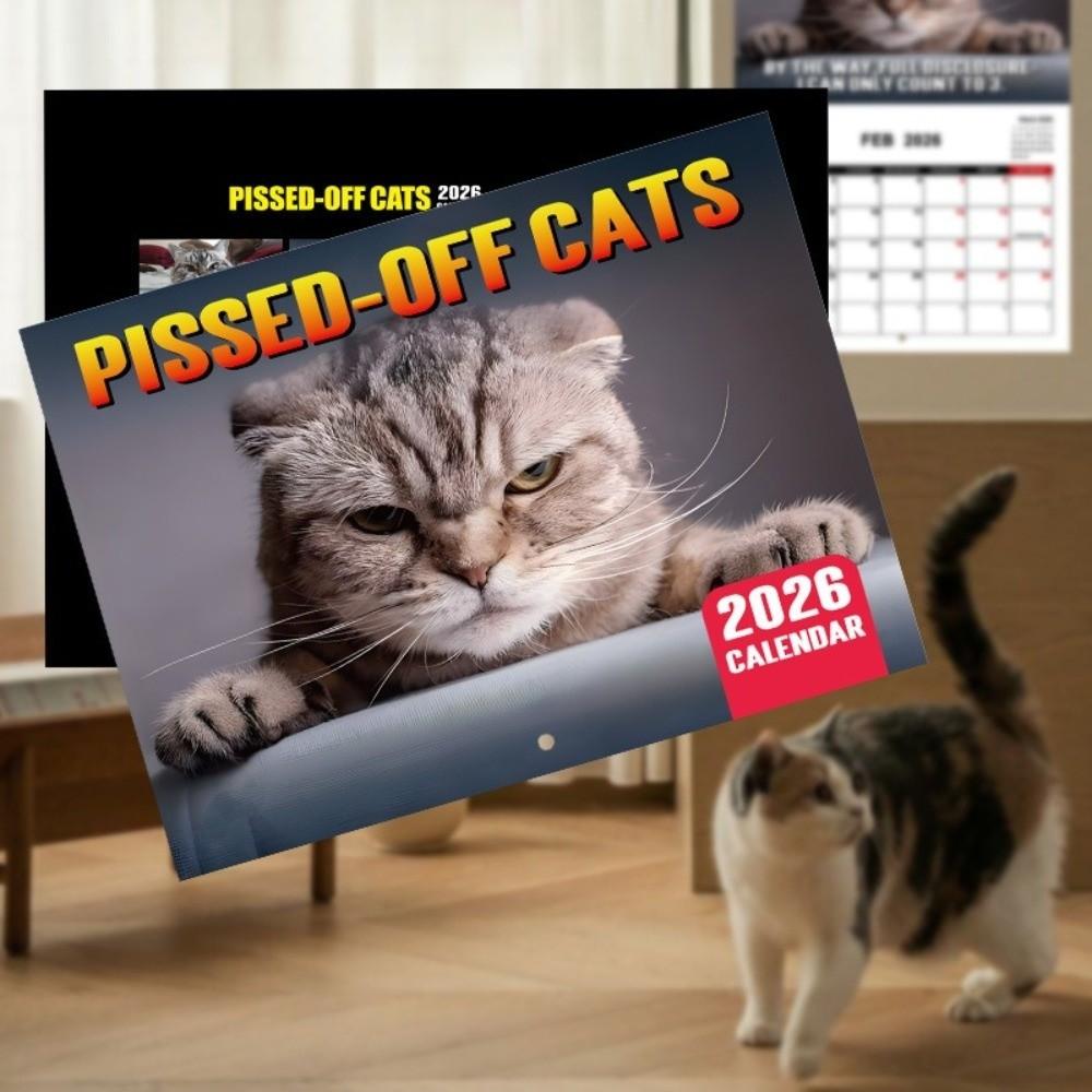 Cartoon Animal Pissed-off Cats Calendar 12 Month Working Dog Planner Wall Calendar  Home Decoration