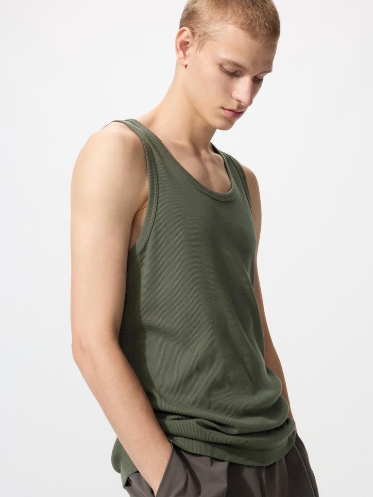 Uniqlo Japan Dry Collar Ribbed Tank Top