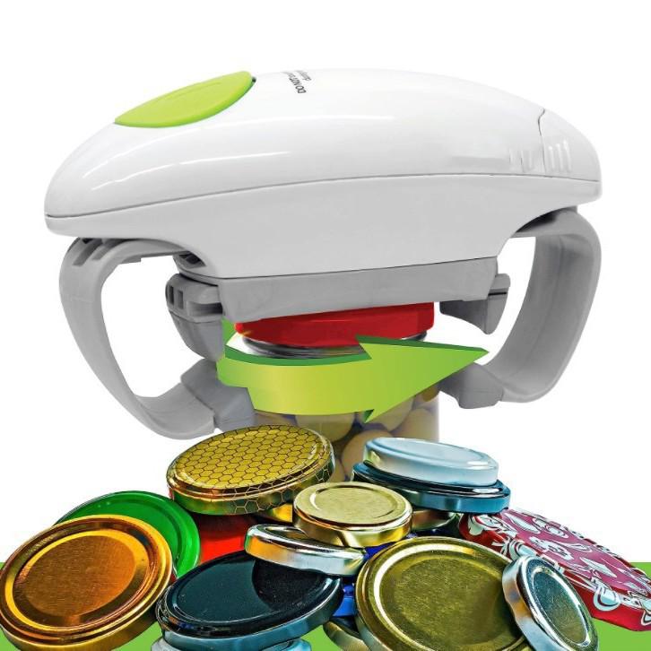 Electric Multi-Opener: Double-Ear Can & Bottle Opener with One-Button Automatic Silicone Grip.