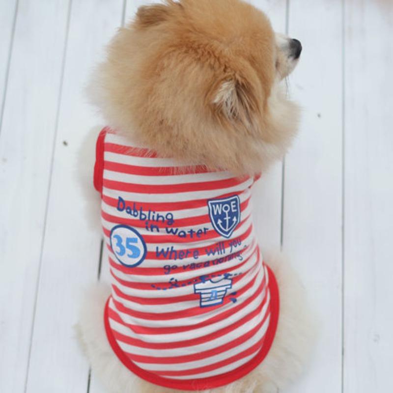 Dog Spring and Summer Striped Vest, Puppy Breathable T-shirt, Teddy, Schnauzer