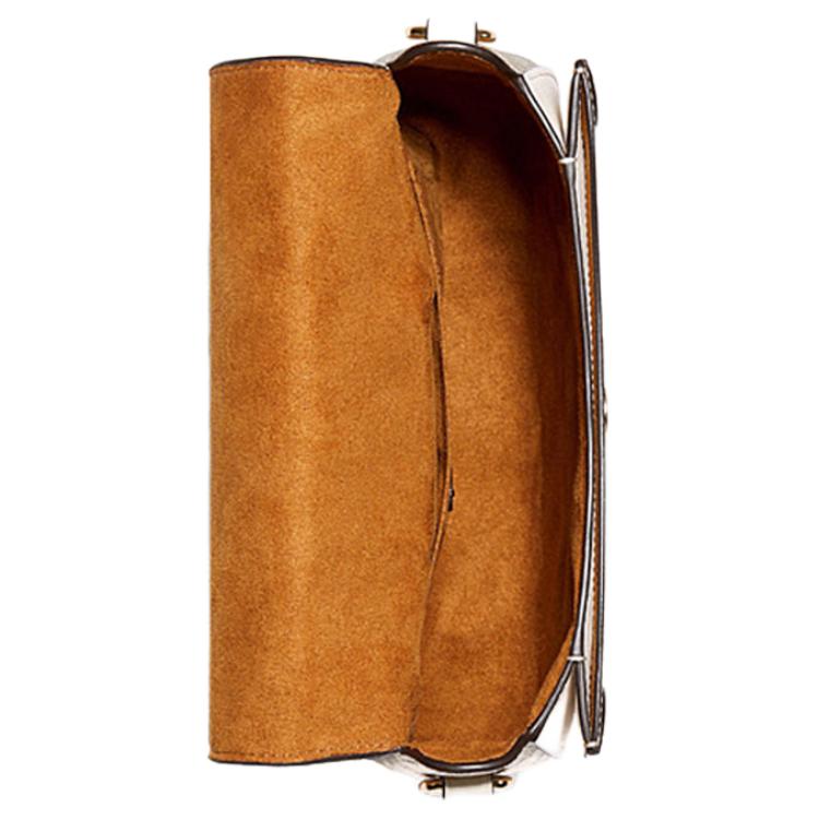 Coach Georgie 21 Metallic Horse And Carriage Buckle Color Block Monogram Print PVC And Leather Saddle Bag Women saddle bag C2806-IMDQC