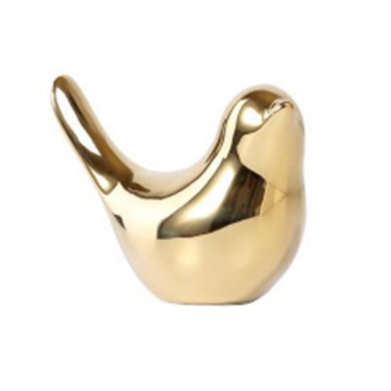 Wear-resistant Bird Decor Ceramic Statues, Modern Gold Decoration, Nordic Style Multi-size Ornaments Figurine for Home Office Desktop Gilded