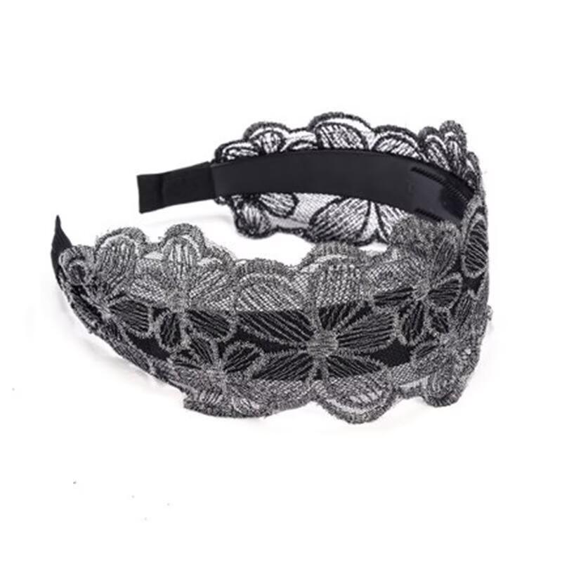 South Korean Gold Embroidered Headband Wide-Brimmed Short Hair Cover White Hair Artifact Hair Stamp All-Match Teeth Headband