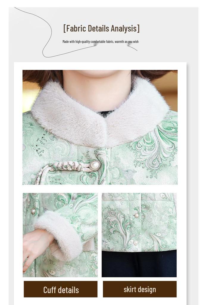 2025 New Floral Chinese Style Thickened Cotton Jacket for Elderly Women - Warm Winter Outerwear with Velvet